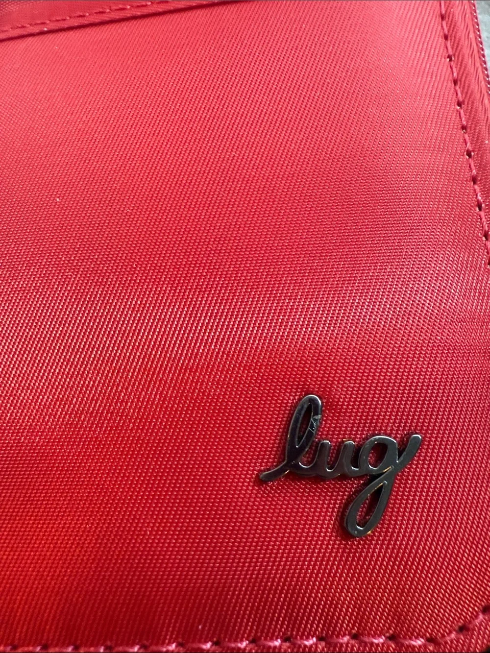 NWT Lug Red RFID Wristlet Card Holder / ID Badge Pouch with Strap & Carabiner